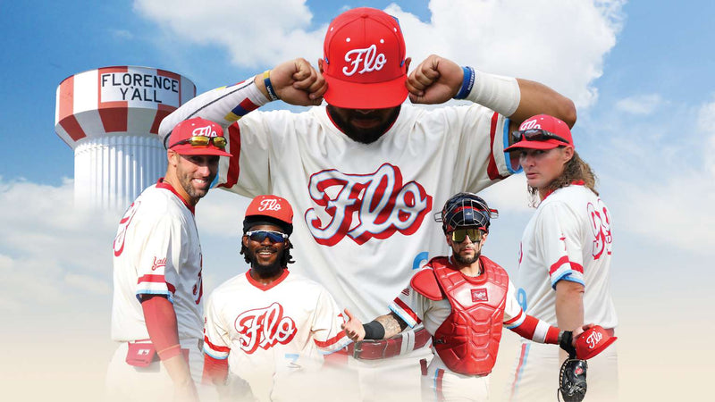 florence yalls baseball team players in a collage with the florence yall water tower behind them.