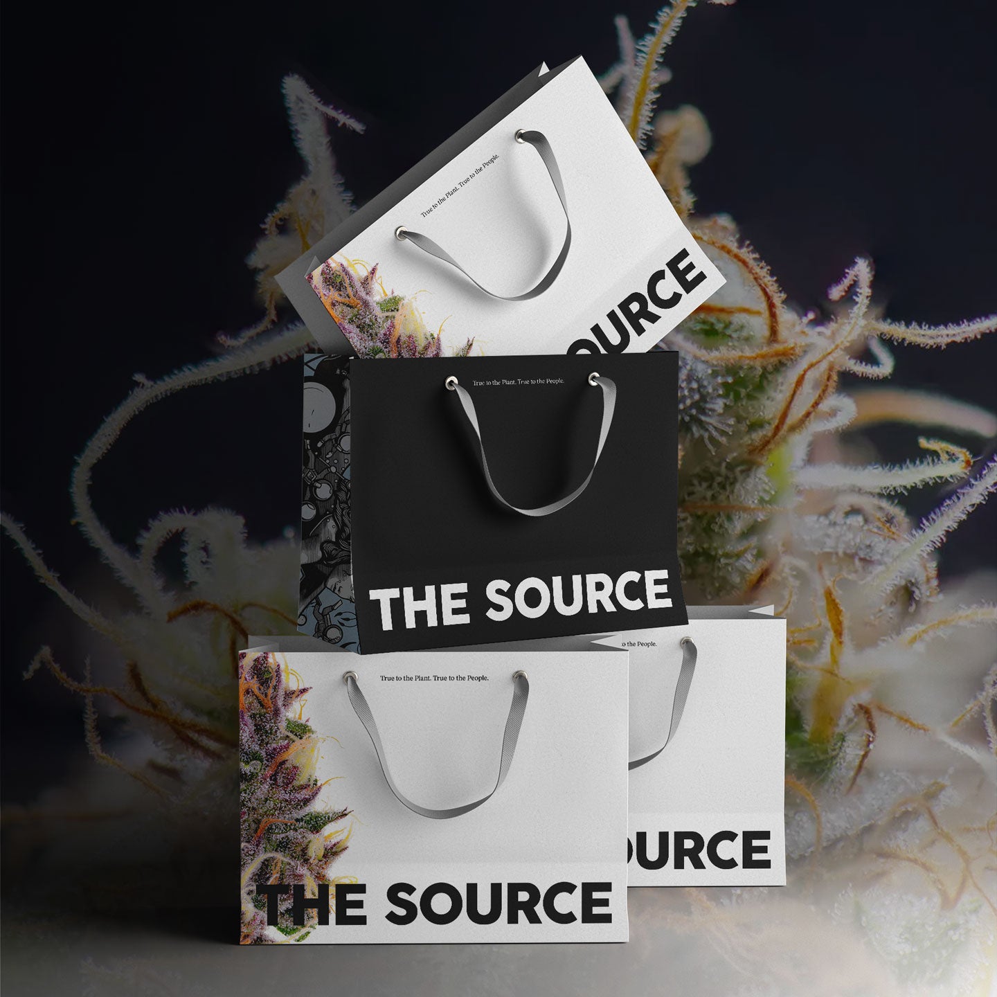 the source retail bags stacked