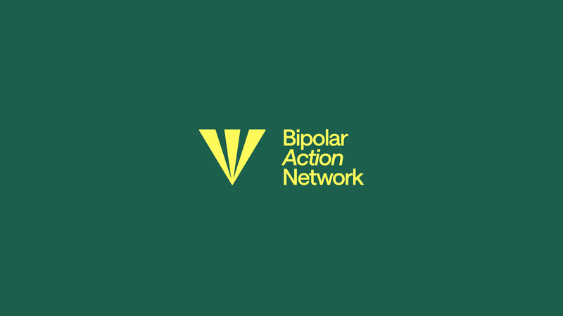 bipolar action network logo identity of yellow on green